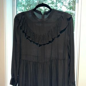 Zara tiered black dress with ruffles